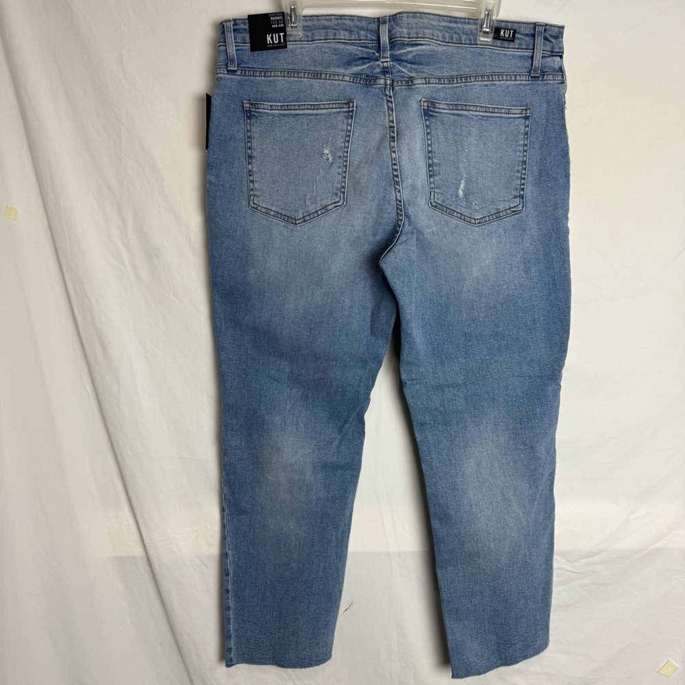 KUT from the Kloth Rachael Fab Ab Ripped High Waist Raw Hem Mom Jeans - Picture 4 of 9